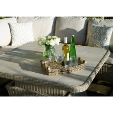 Bramblecrest Brancaster Curved Corner Sofa With Adjustable Ceramic Top Table & 2 Benches Sandstone