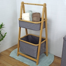 Cotswold Grey & Bamboo 2 Tier Storage Ladder