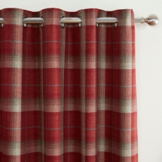 Carnoustie Eyelet Headed Lined Curtains Red