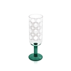 Orla Kiely Atomic Flower Set of 4 Champagne Glasses - Green