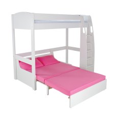 Stompa Duo Uno S Highsleeper Frame With Pink Double Sofa Bed White