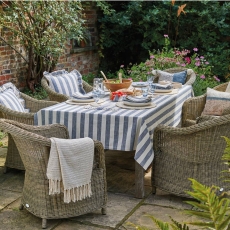 Walton & Co Wide Stripe Tablecloth Flint Blue - 150 x 240cm