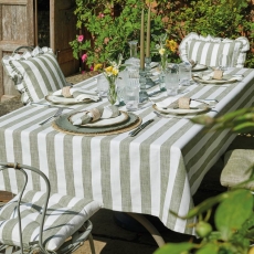 Walton & Co Wide Stripe Tablecloth Olive - 150 x 240cm