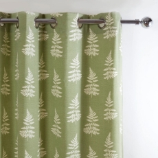 Esher Eyelet Headed Lined Curtains Green