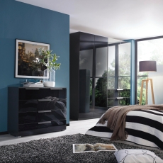 Montego 4 Door 3 Drawer Wardrobe Graphite & Basalt Glass