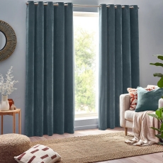 Heavy Chenille Eyelet Headed Curtains Marine