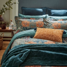 Morris & Co Honeysuckle & Tulip Duvet Cover Mulberry & Teal