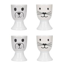 Kitchen Craft Set Of 4 Egg Cups Cat Dog