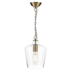 Laura Ashley Ockley 1 Light Pendant Antique Brass & Champagne Glass Shade