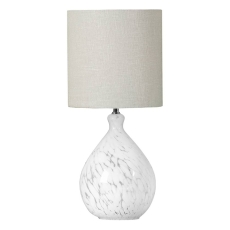 Laura Ashley Confetti Table Lamp White Art Glass & Silver Shade
