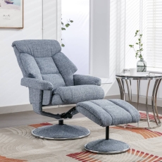 Bradfield Swivel Recliner Chair & Footstool Lisbon Marine