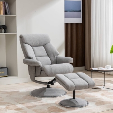 Bradfield Swivel Recliner Chair & Footstool Lisbon Silver