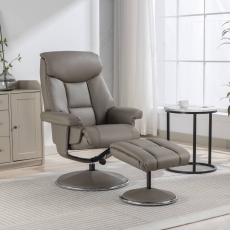 Bradfield Swivel Recliner Chair & Footstool Grey