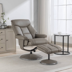 Bradfield Swivel Recliner Chair & Footstool Grey