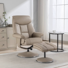 Bradfield Swivel Recliner Chair & Footstool Pebble