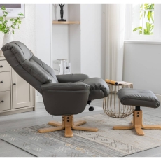 Deben Swivel Chair & Footstool Cinder Plush