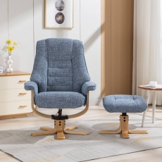 Sven Swivel Recliner & Footstool Chacha Ocean