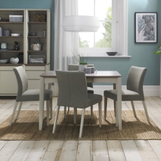 Burnham 80-115cm Extending Table Grey & 4 Upholstered Chairs Titanium