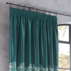 Strawberry Thief Pencil Headed Curtains Teal