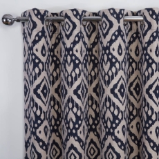 Marrakech Eyelet Headed Curtains Lined Navy