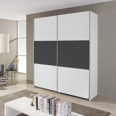 Bali 2 Door Sliding Wardrobe W175cm Alpine White & Metallic Grey