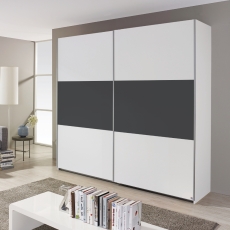 Bali 2 Door Sliding Wardrobe W218cm Alpine White & Metallic Grey