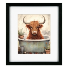Bathroom Joy IV Highland Cow Framed Print