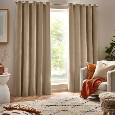 Heavy Chenille Eyelet Headed Curtains Natural