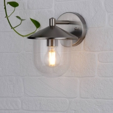 Poole Outdoor Wall Light Stainless Steel Glass IP44