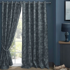 Laura Ashley Lloyd Eyelet Headed Curtains Lined Midnight