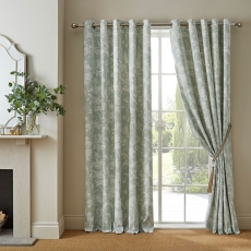 Laura Ashley Lloyd Eyelet Headed Curtains Lined Sage