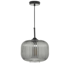 Demarius 1 Light Pendant Black & Smoked Glass