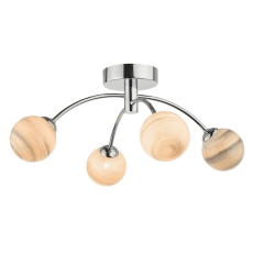 Izzy 4 Light Semi Flush Polished Chrome Planet Glass