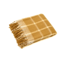 Walton & Co Faux Mohair Chequered Throw Ochre