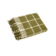 Walton & Co Faux Mohair Chequered Throw Olive