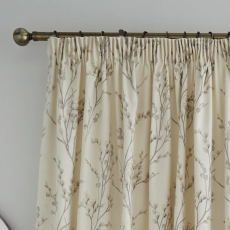 Laura Ashley Pussywillow Eyelet Headed Curtains Off White Dove Grey