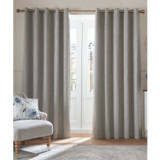 Laura Ashley Barley Embossed Eyelet Headed Curtains Steel Grey