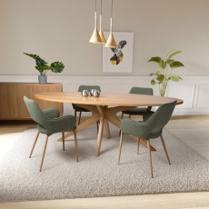 Vestia Oval Dining Table 200cm & 4 Sydney Chairs
