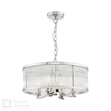 English Heritage Eltham 4 Light Pendant Polished Nickel and Crystal
