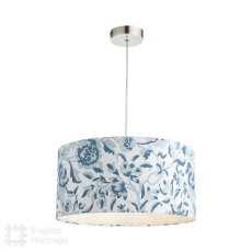 English Heritage Down House Blue Cotton Drum Shade 40cm