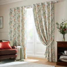 Laura Ashley Old Castle Leaves Eyelet Curtains Fern Green