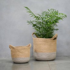 Geilo Jute Lined Grey Basket - 19cm