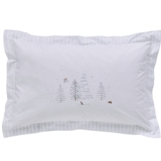 Sophie Allport Snowy Cottage Oxford Pillowcase Pair White