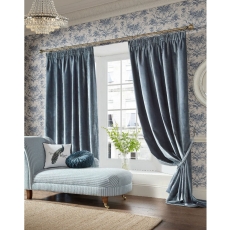 Laura Ashley Loretta Pencil Headed Curtains Lined Dark Seaspray