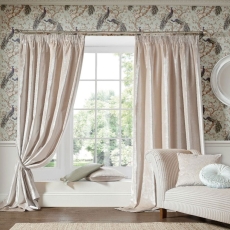 Laura Ashley Loretta Pencil Headed Curtains Lined Pale Truffle