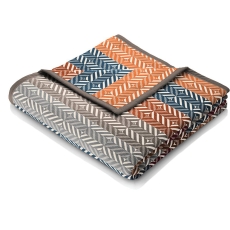 Cotton Rich Throw 140X180 Diamond Stripe Burnt Orange