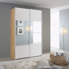 Ellington 4 Panel 2 Door (1 Mirror) Sliding Wardrobe (W136cm) Sonoma Oak & Alpine White