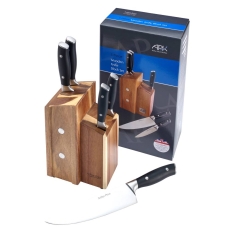 Arthur Price 6 Piece Square Acacia Knife Block