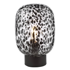 Gethin Table Lamp Matt Black Glass & Black Confetti Glass