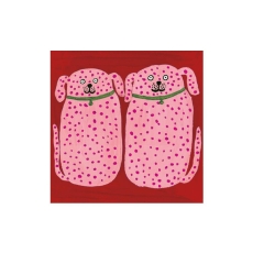 Two Pink Spotty Dogs Greeting Card